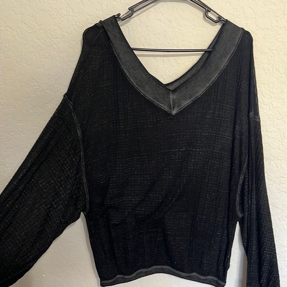 Free People Oversized Black Top